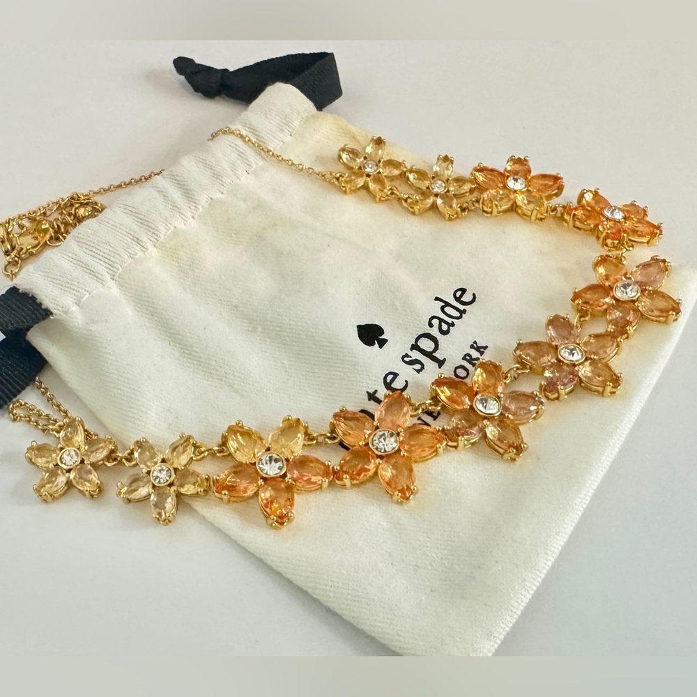 Kate Spade New York Gold-Plated Peachy Floral Crystal Necklace (15-18”)